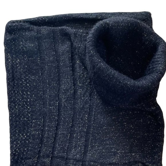 WOMENS BLACK LUREX KNITTED TURTLENECK PONCHO - OS - Picture 3 of 4